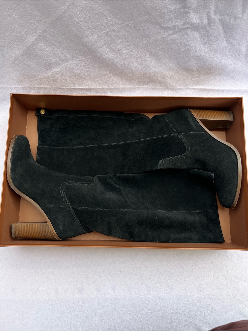 Coach Black Suede Over-the-Knee Block Heel Boots